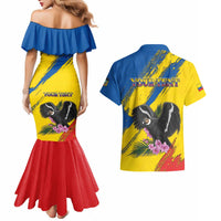 Personalized Ecuador Couples Matching Mermaid Dress and Hawaiian Shirt Andean Condor With Phalaenopsis Orchid - Wonder Print Shop