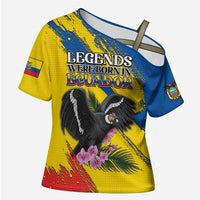 Personalized Ecuador Cross Shoulder Shirt Andean Condor With Phalaenopsis Orchid - Wonder Print Shop