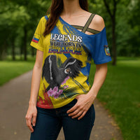 Personalized Ecuador Cross Shoulder Shirt Andean Condor With Phalaenopsis Orchid - Wonder Print Shop