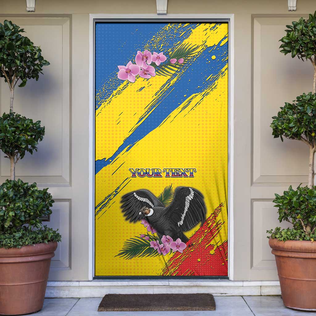 Ecuador Door Cover Andean Condor With Phalaenopsis Orchid - Wonder Print Shop