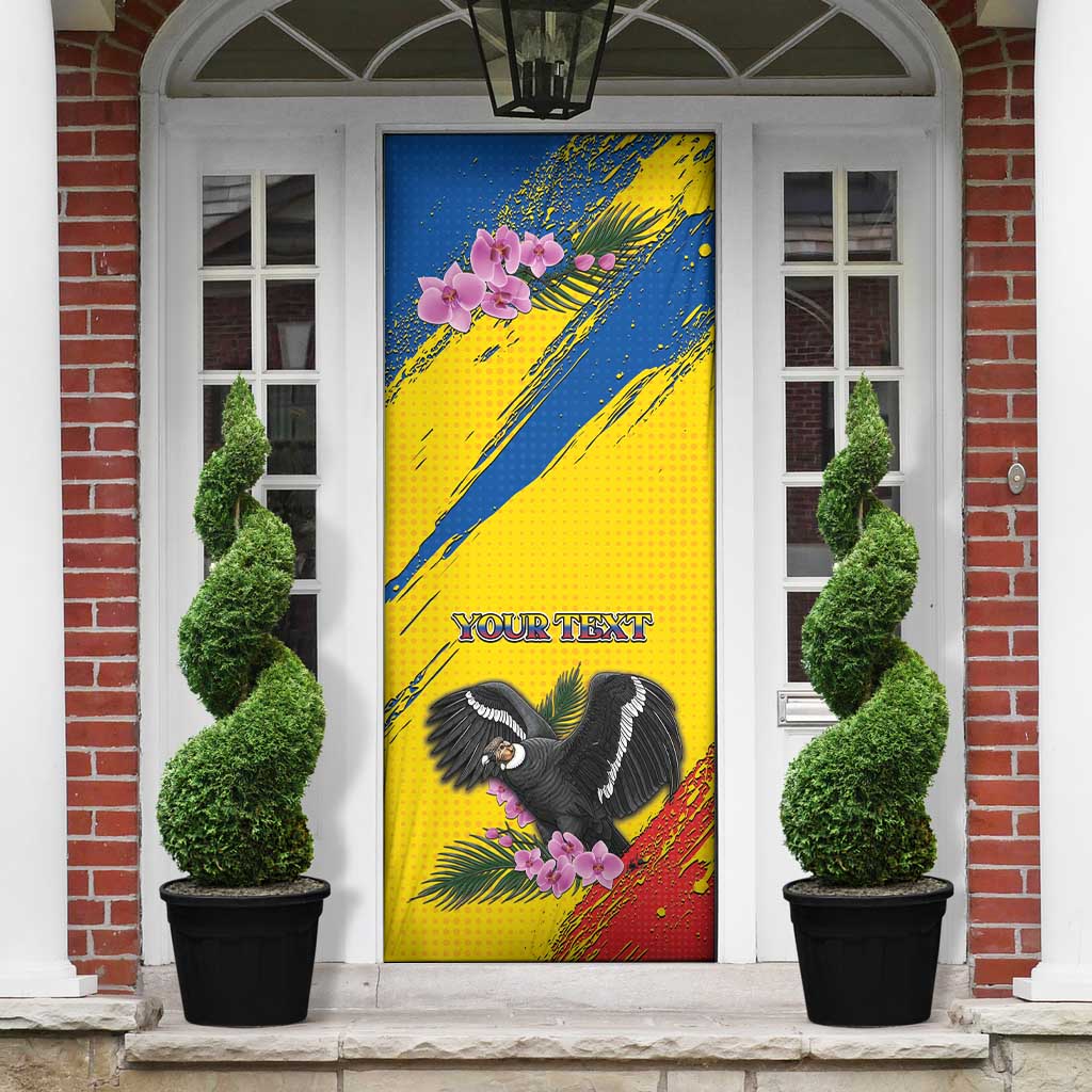 Ecuador Door Cover Andean Condor With Phalaenopsis Orchid - Wonder Print Shop