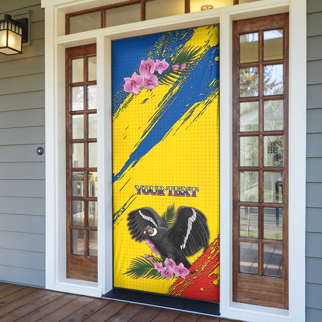 Ecuador Door Cover Andean Condor With Phalaenopsis Orchid - Wonder Print Shop
