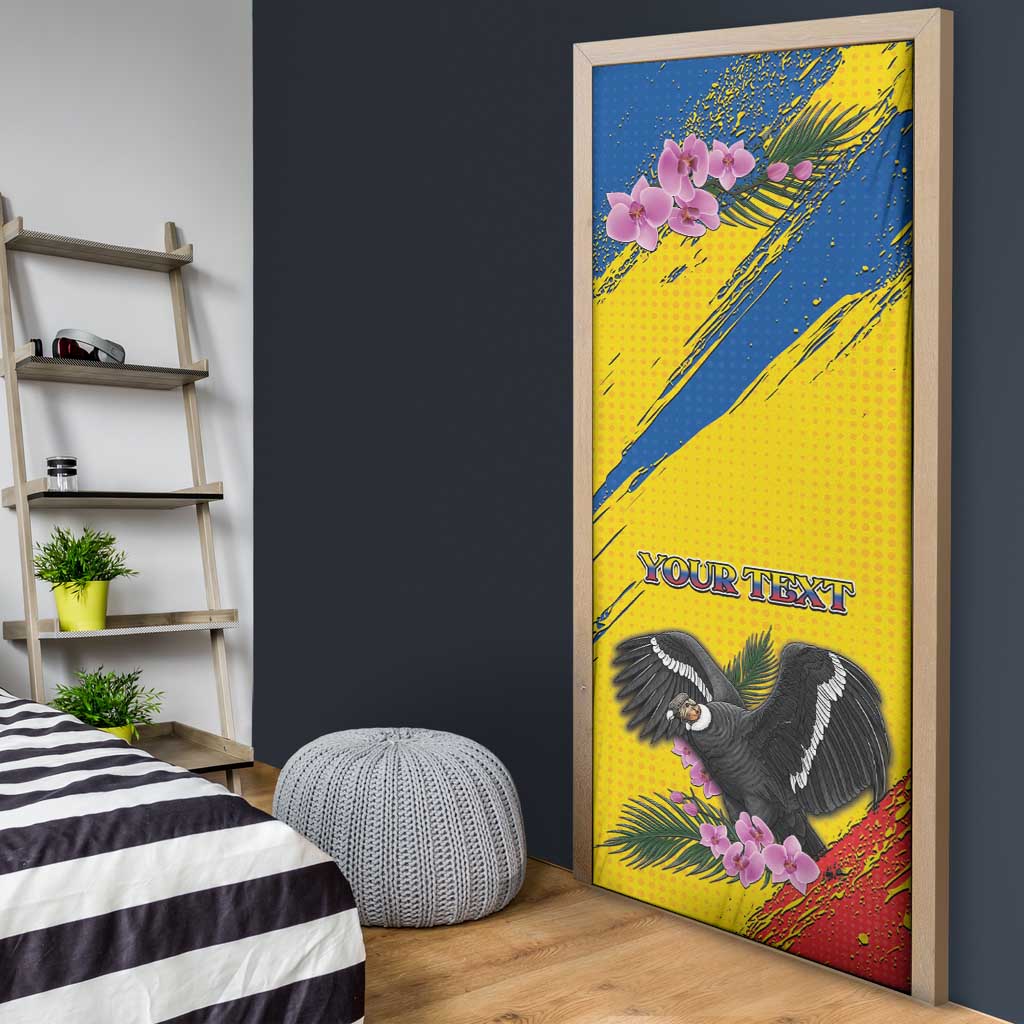 Ecuador Door Cover Andean Condor With Phalaenopsis Orchid - Wonder Print Shop