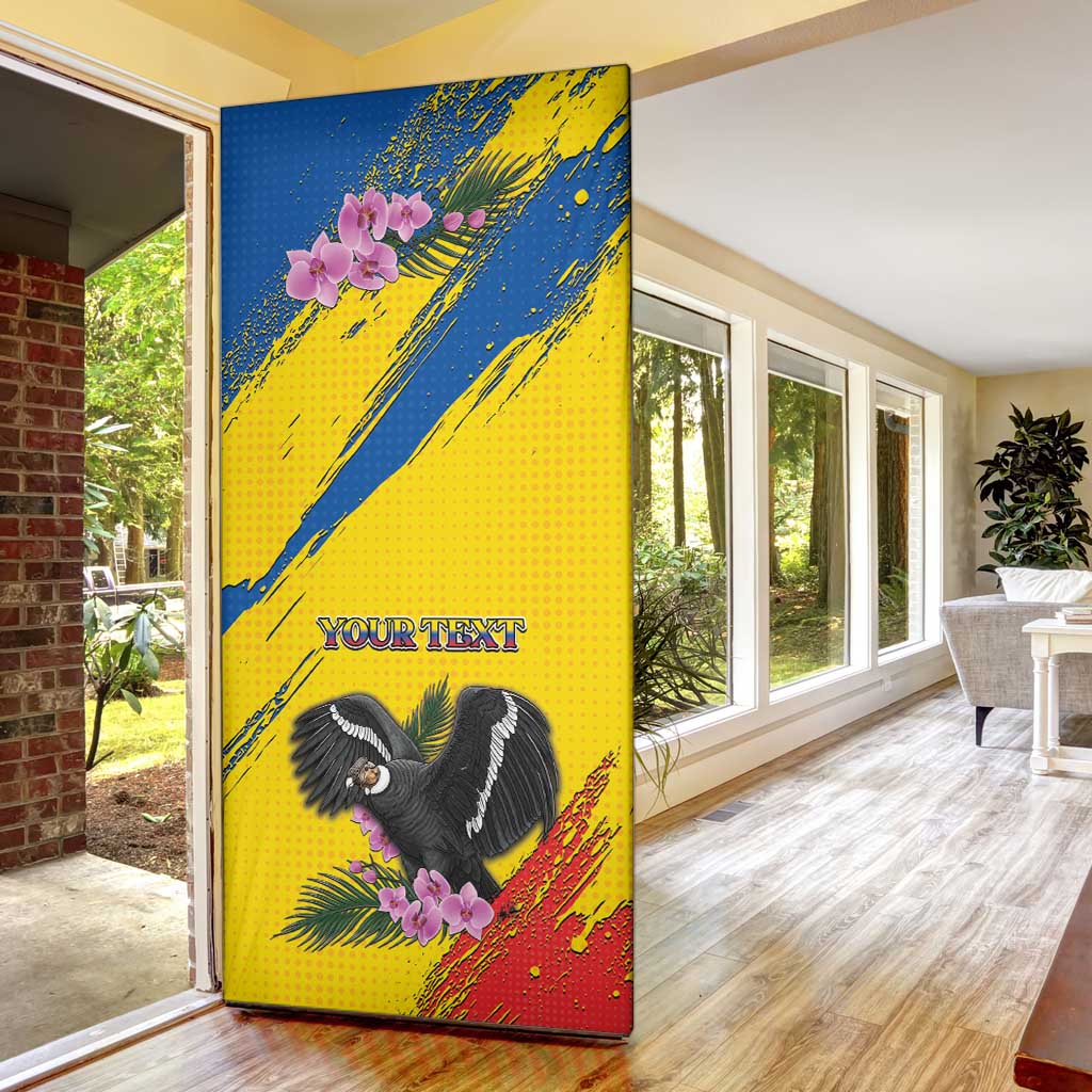 Ecuador Door Cover Andean Condor With Phalaenopsis Orchid - Wonder Print Shop