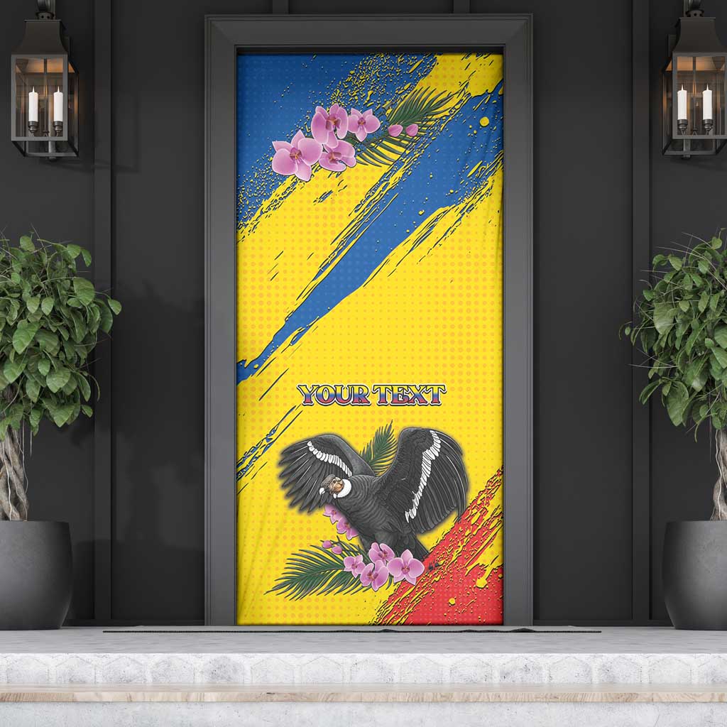 Ecuador Door Cover Andean Condor With Phalaenopsis Orchid - Wonder Print Shop