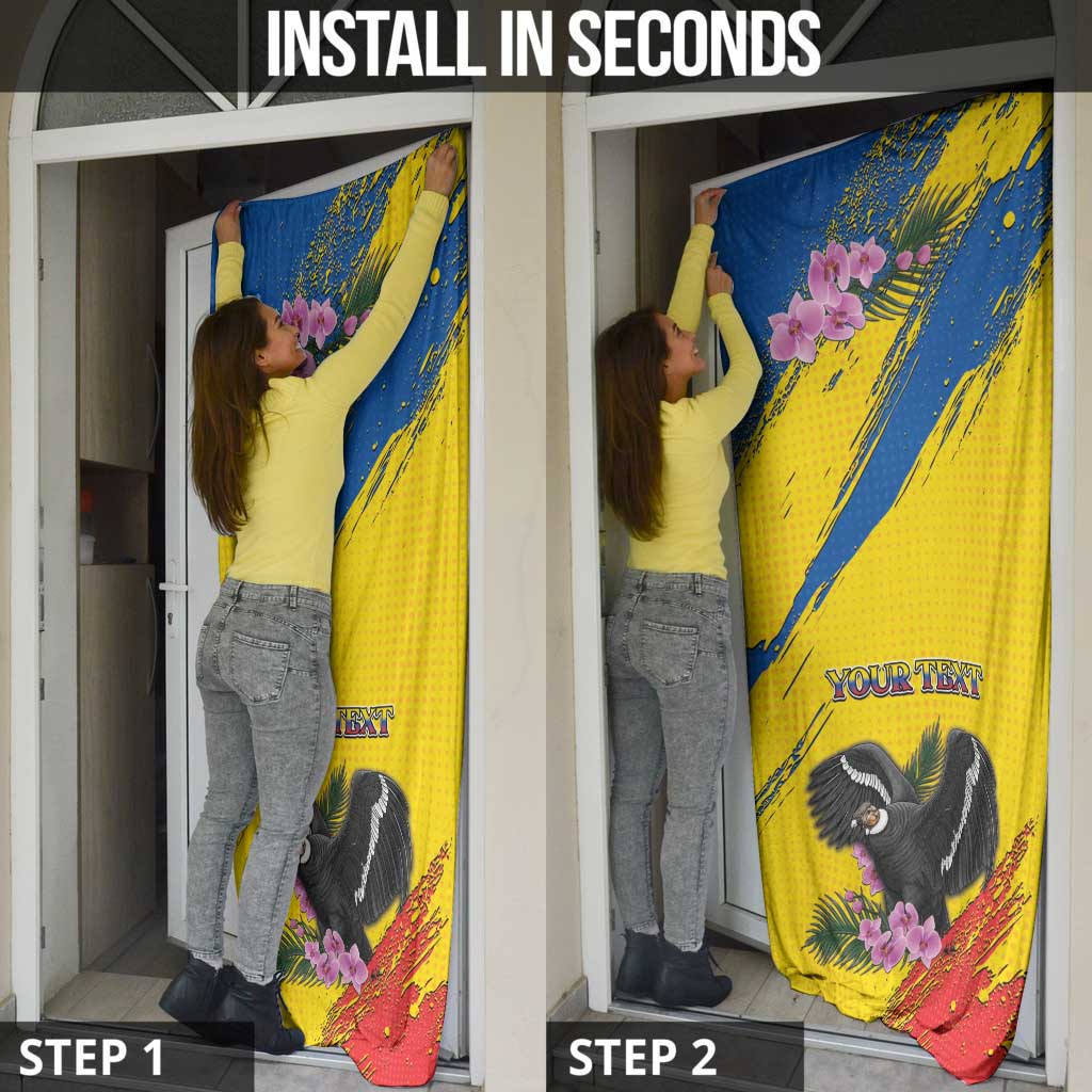 Ecuador Door Cover Andean Condor With Phalaenopsis Orchid - Wonder Print Shop
