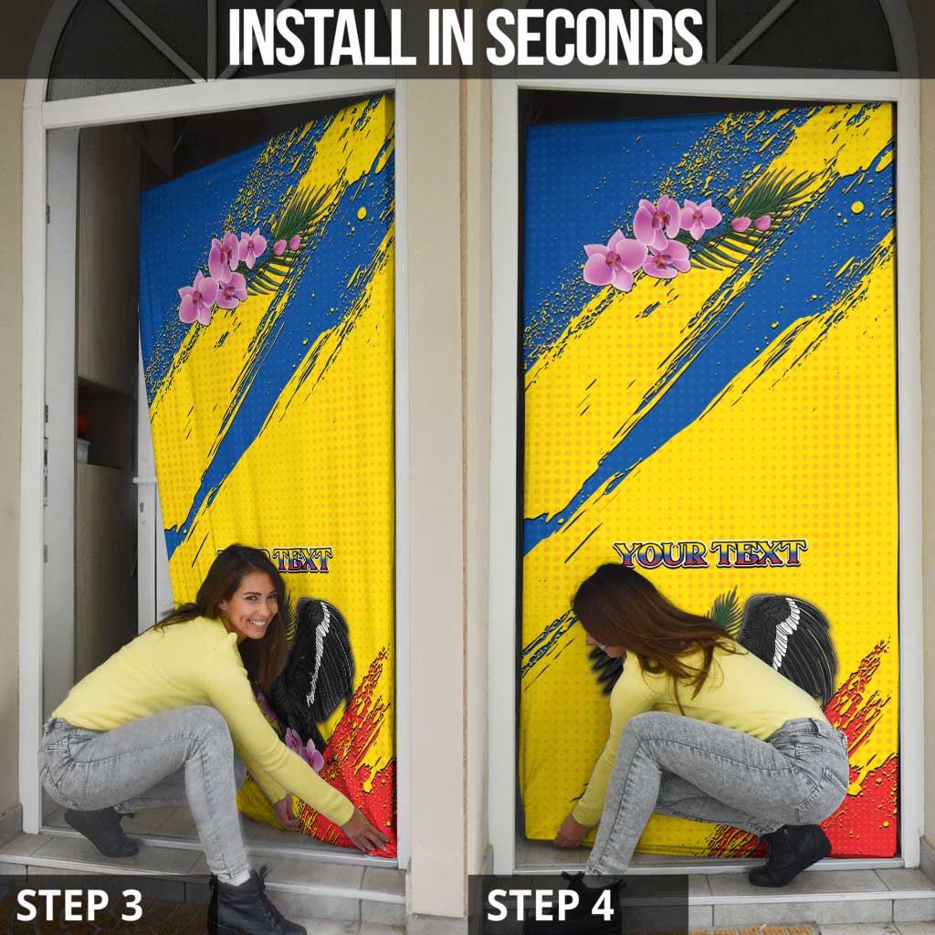 Ecuador Door Cover Andean Condor With Phalaenopsis Orchid - Wonder Print Shop