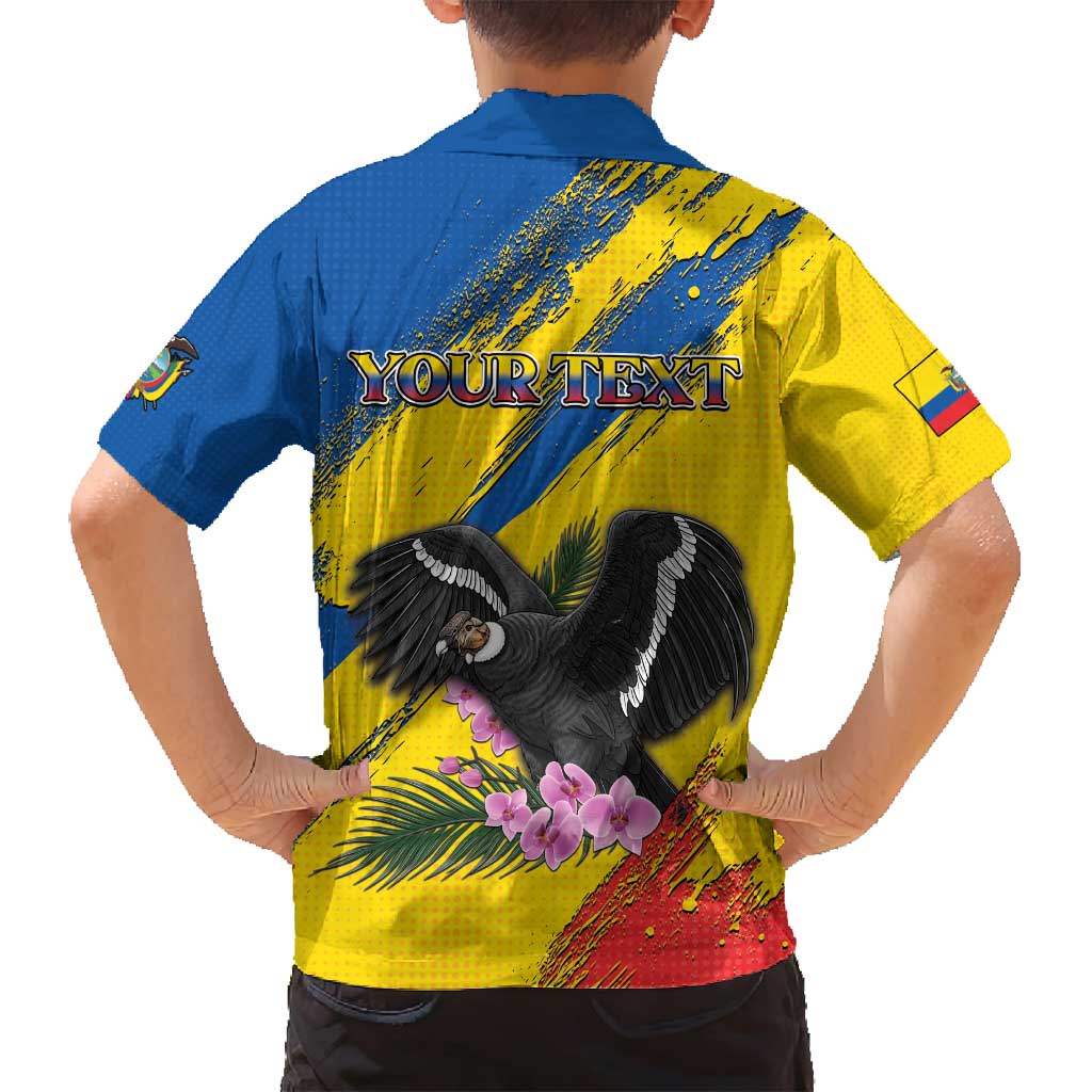 Personalized Ecuador Family Matching Long Sleeve Bodycon Dress and Hawaiian Shirt Andean Condor With Phalaenopsis Orchid - Wonder Print Shop