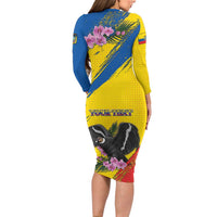 Personalized Ecuador Family Matching Long Sleeve Bodycon Dress and Hawaiian Shirt Andean Condor With Phalaenopsis Orchid - Wonder Print Shop