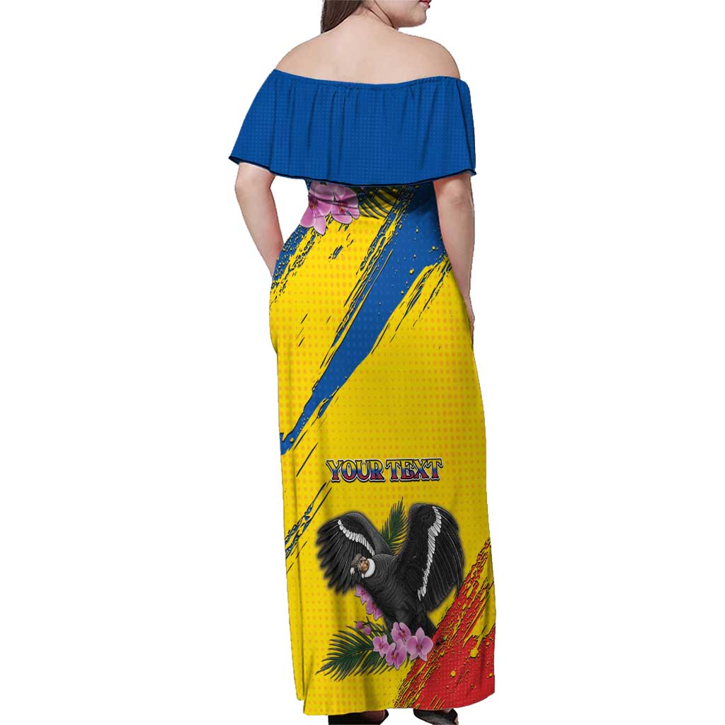Personalized Ecuador Family Matching Off Shoulder Maxi Dress and Hawaiian Shirt Andean Condor With Phalaenopsis Orchid - Wonder Print Shop