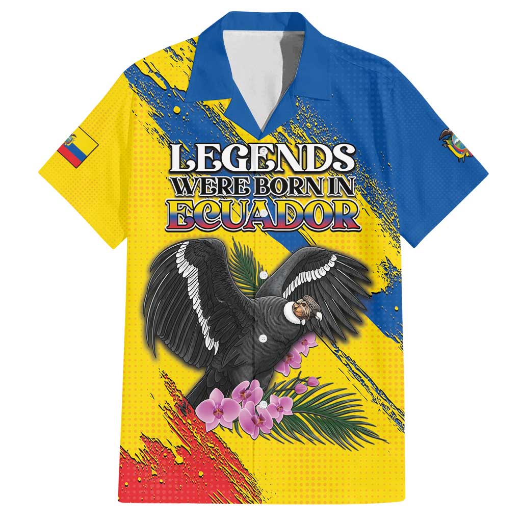 Personalized Ecuador Family Matching Off Shoulder Short Dress and Hawaiian Shirt Andean Condor With Phalaenopsis Orchid - Wonder Print Shop