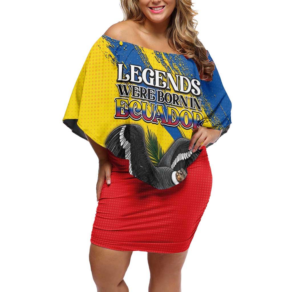 Personalized Ecuador Family Matching Off Shoulder Short Dress and Hawaiian Shirt Andean Condor With Phalaenopsis Orchid - Wonder Print Shop