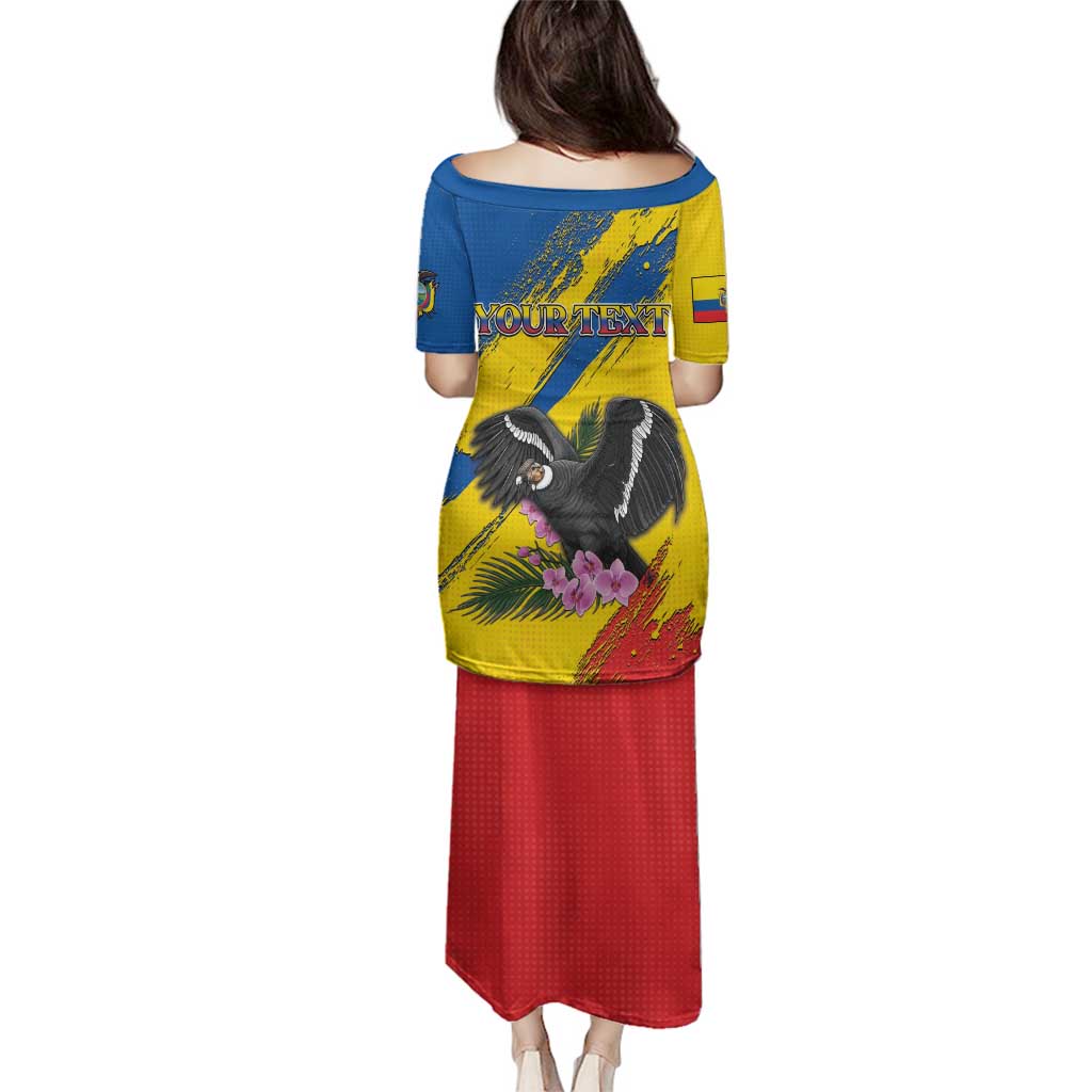 Personalized Ecuador Family Matching Puletasi and Hawaiian Shirt Andean Condor With Phalaenopsis Orchid - Wonder Print Shop