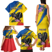 Personalized Ecuador Family Matching Tank Maxi Dress and Hawaiian Shirt Andean Condor With Phalaenopsis Orchid - Wonder Print Shop