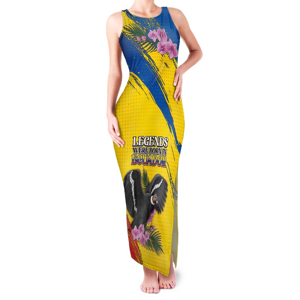 Personalized Ecuador Family Matching Tank Maxi Dress and Hawaiian Shirt Andean Condor With Phalaenopsis Orchid - Wonder Print Shop