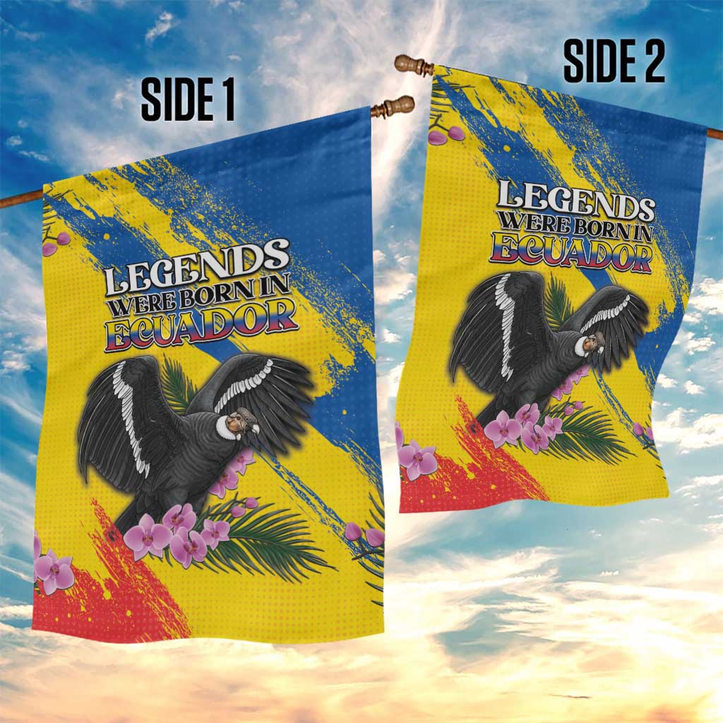 Ecuador Garden Flag Andean Condor With Phalaenopsis Orchid - Wonder Print Shop