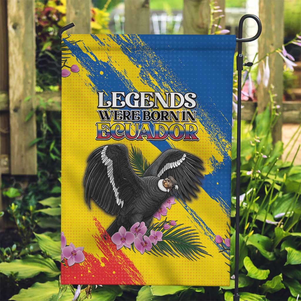 Ecuador Garden Flag Andean Condor With Phalaenopsis Orchid - Wonder Print Shop