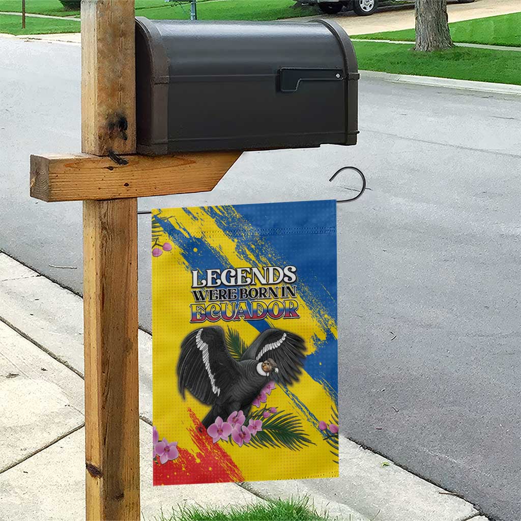 Ecuador Garden Flag Andean Condor With Phalaenopsis Orchid - Wonder Print Shop