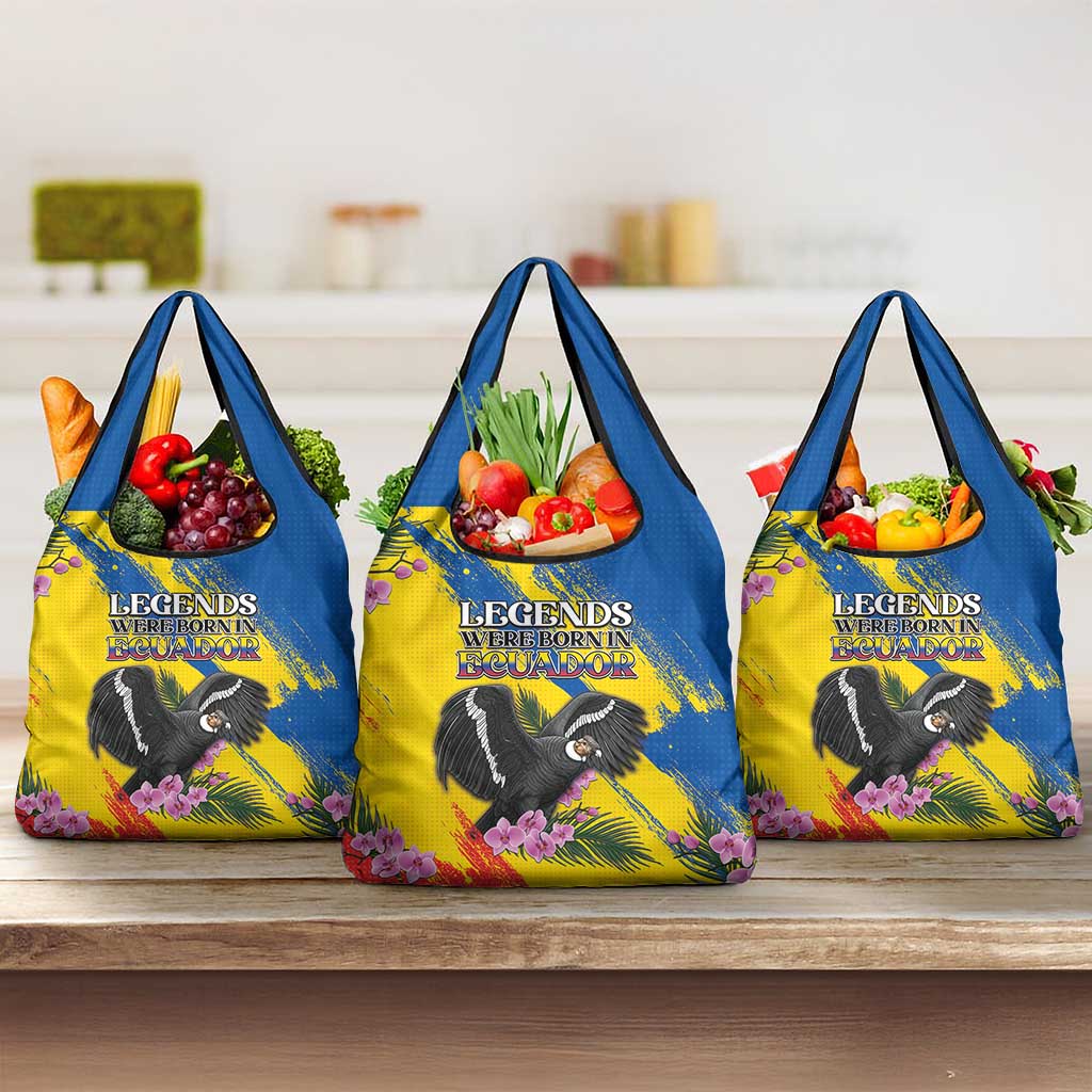 Ecuador Grocery Bag Andean Condor With Phalaenopsis Orchid - Wonder Print Shop