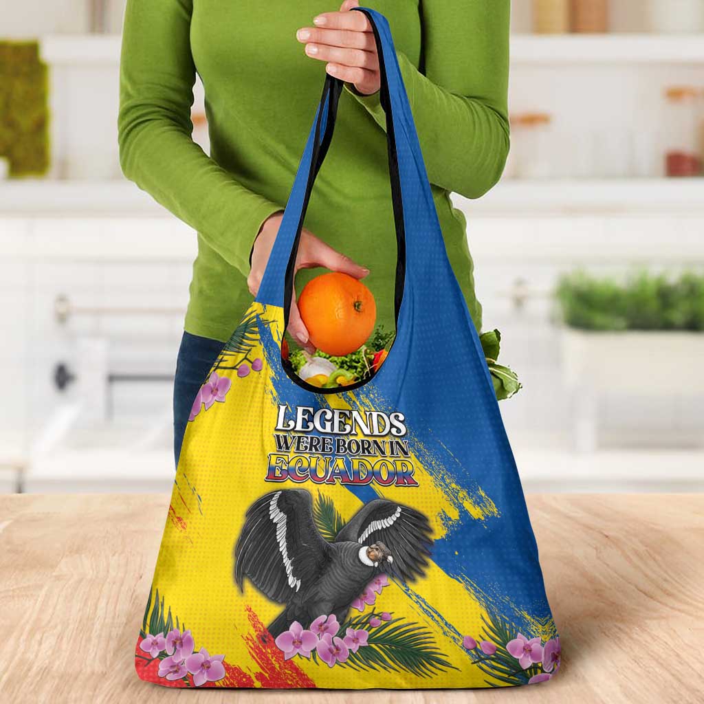 Ecuador Grocery Bag Andean Condor With Phalaenopsis Orchid - Wonder Print Shop