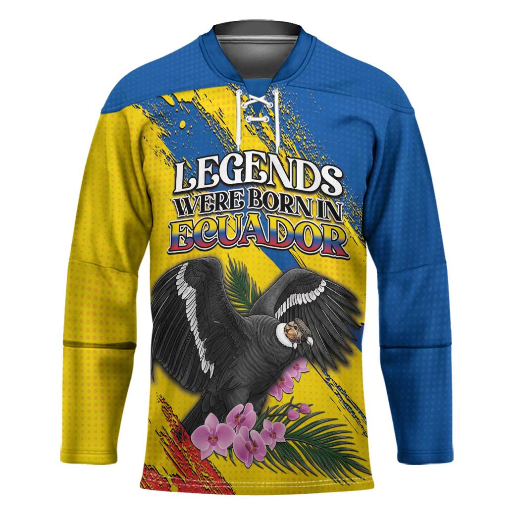 Personalized Ecuador Hockey Jersey Andean Condor With Phalaenopsis Orchid - Wonder Print Shop
