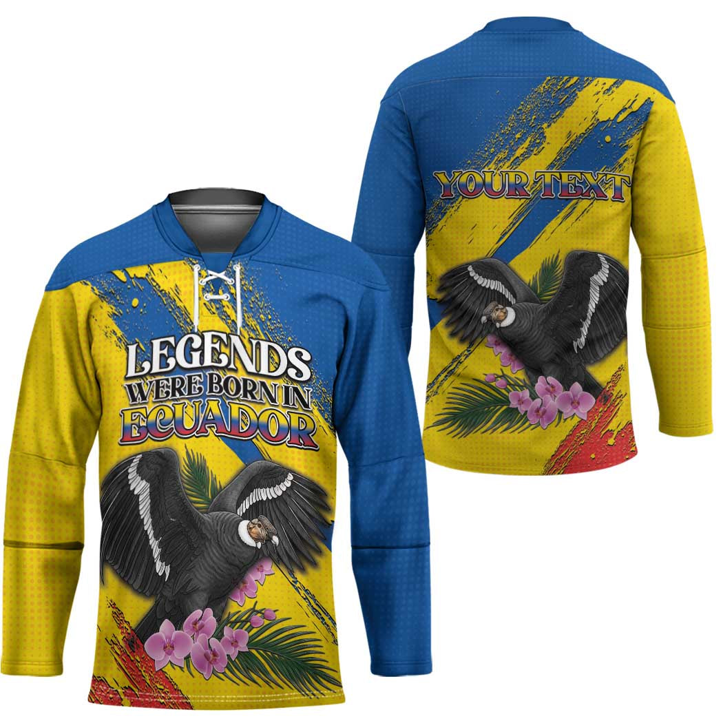 Personalized Ecuador Hockey Jersey Andean Condor With Phalaenopsis Orchid - Wonder Print Shop
