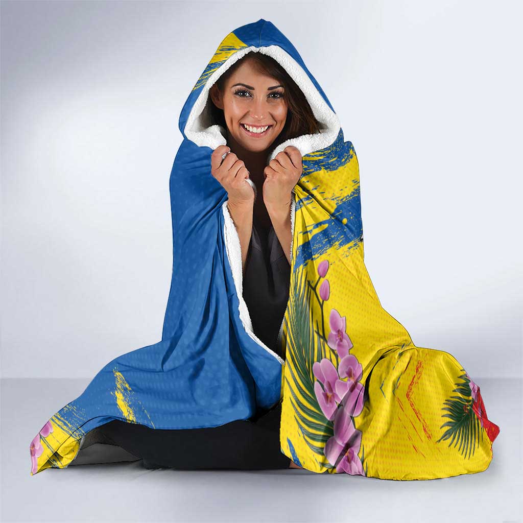 Ecuador Hooded Blanket Andean Condor With Phalaenopsis Orchid - Wonder Print Shop