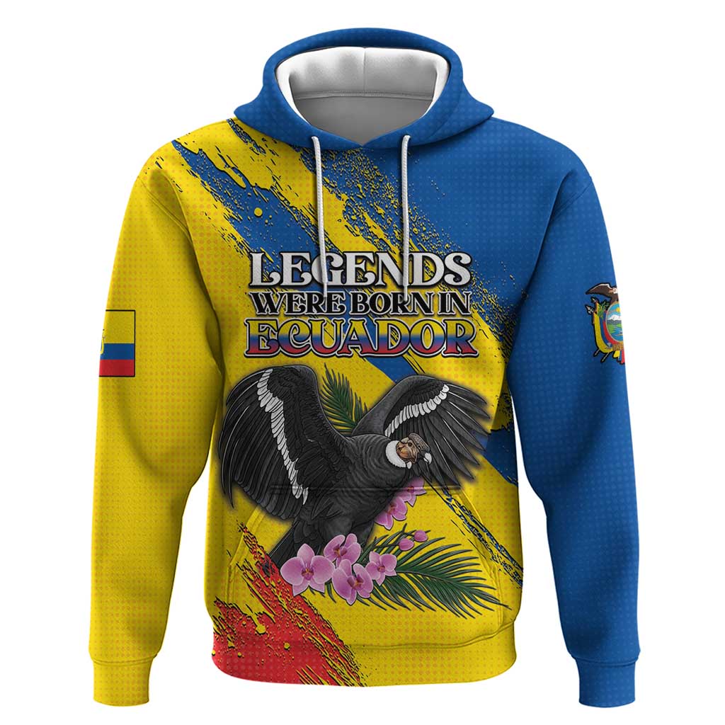 Personalized Ecuador Hoodie Andean Condor With Phalaenopsis Orchid - Wonder Print Shop