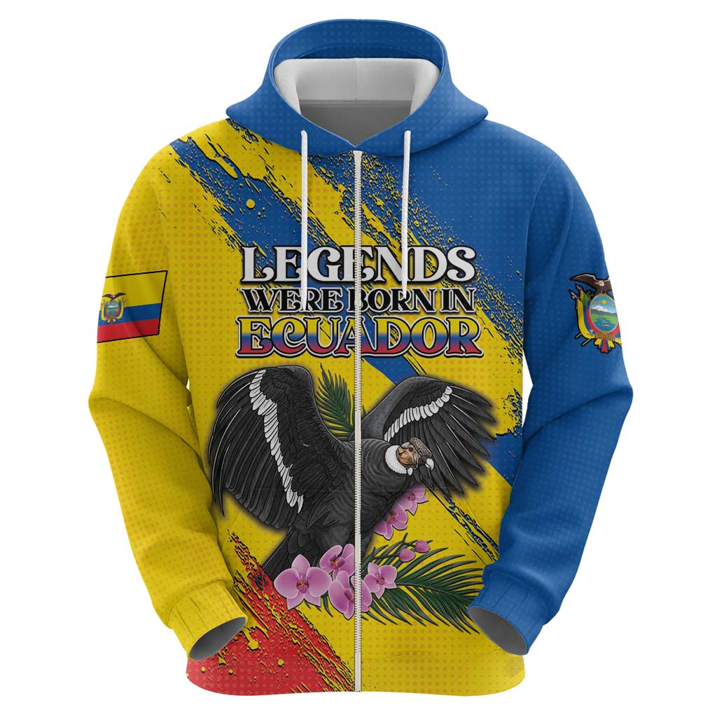 Personalized Ecuador Hoodie Andean Condor With Phalaenopsis Orchid - Wonder Print Shop