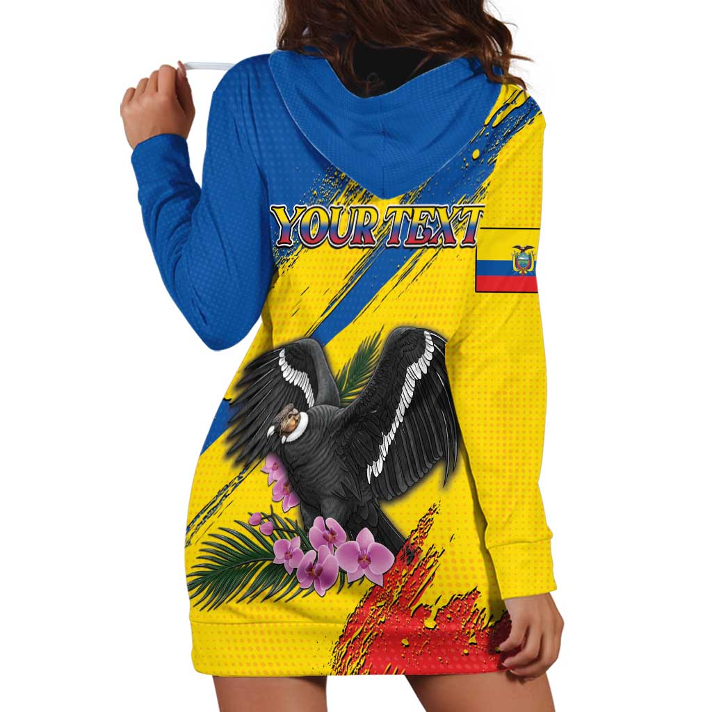 Personalized Ecuador Hoodie Dress Andean Condor With Phalaenopsis Orchid - Wonder Print Shop