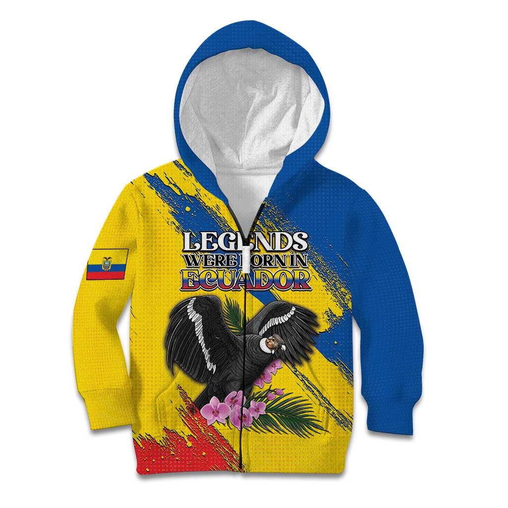 Personalized Ecuador Kid Hoodie Andean Condor With Phalaenopsis Orchid - Wonder Print Shop