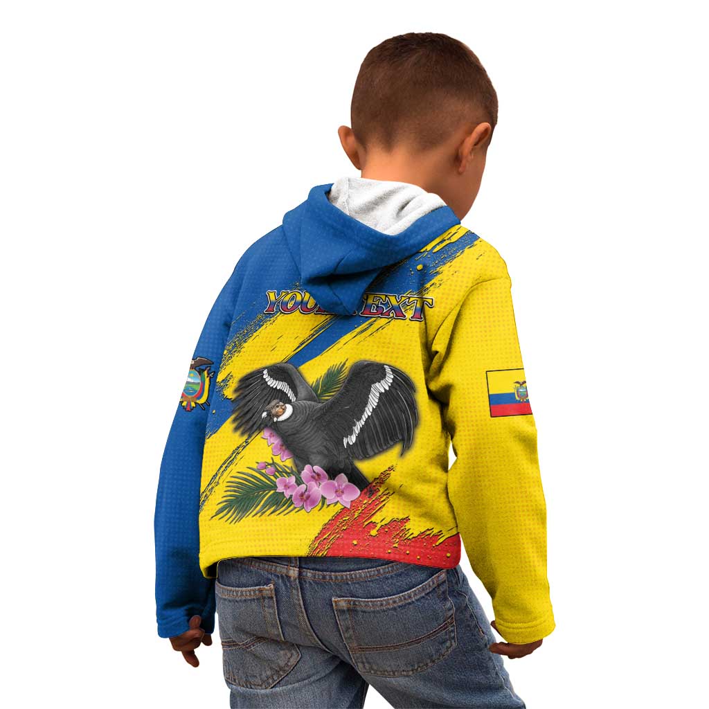 Personalized Ecuador Kid Hoodie Andean Condor With Phalaenopsis Orchid - Wonder Print Shop