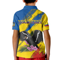 Personalized Ecuador Kid Polo Shirt Andean Condor With Phalaenopsis Orchid - Wonder Print Shop