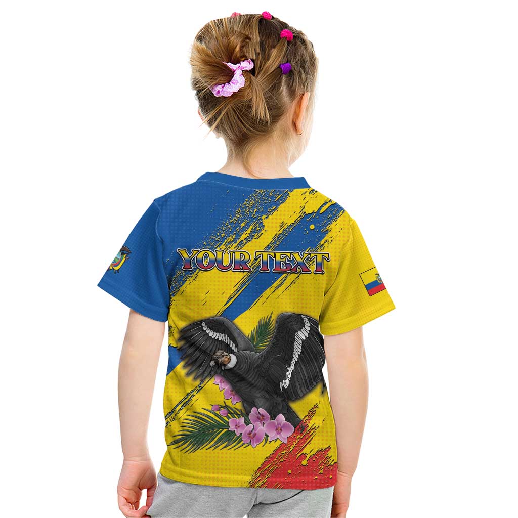 Personalized Ecuador Kid T Shirt Andean Condor With Phalaenopsis Orchid - Wonder Print Shop
