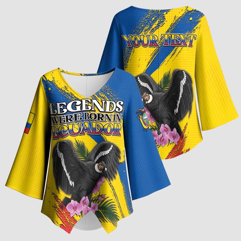 Personalized Ecuador Kimono Sleeve Blouse Andean Condor With Phalaenopsis Orchid - Wonder Print Shop