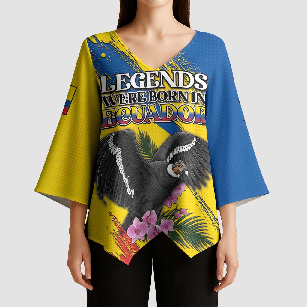 Personalized Ecuador Kimono Sleeve Blouse Andean Condor With Phalaenopsis Orchid - Wonder Print Shop