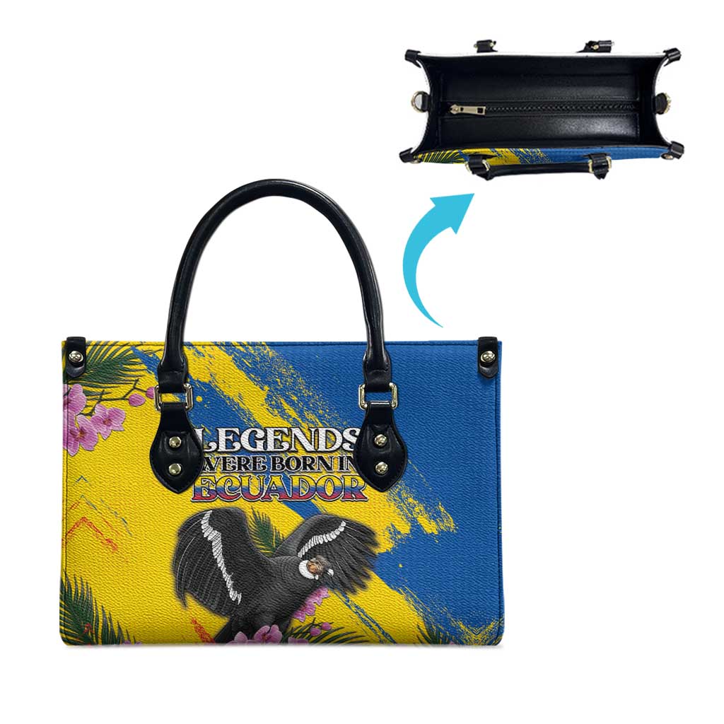 Ecuador Leather Bag Andean Condor With Phalaenopsis Orchid - Wonder Print Shop