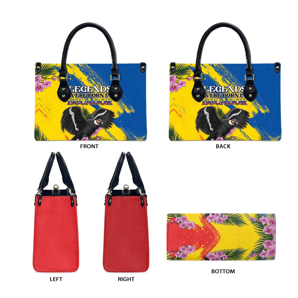 Ecuador Leather Bag Andean Condor With Phalaenopsis Orchid - Wonder Print Shop