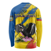Personalized Ecuador Long Sleeve Shirt Andean Condor With Phalaenopsis Orchid - Wonder Print Shop