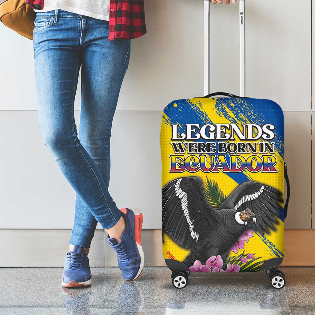 Ecuador Luggage Cover Andean Condor With Phalaenopsis Orchid - Wonder Print Shop