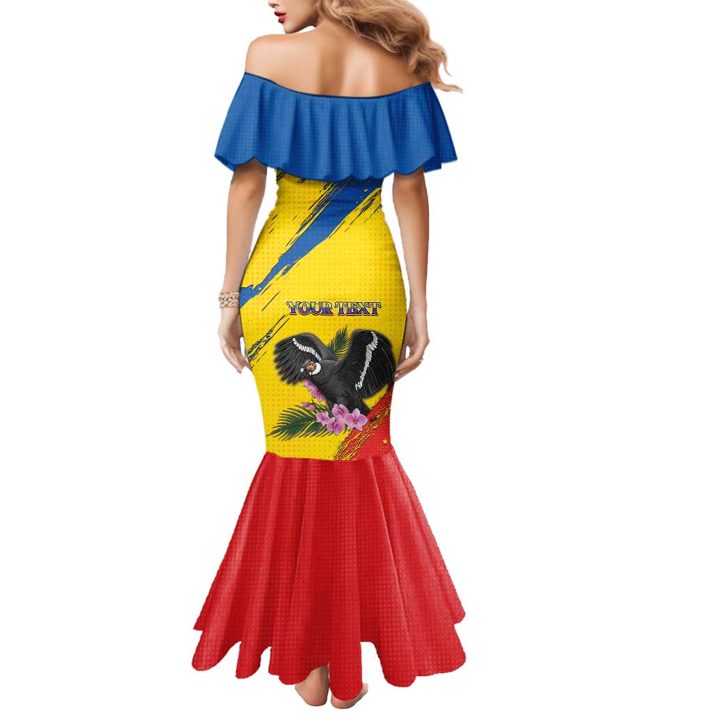 Personalized Ecuador Mermaid Dress Andean Condor With Phalaenopsis Orchid - Wonder Print Shop