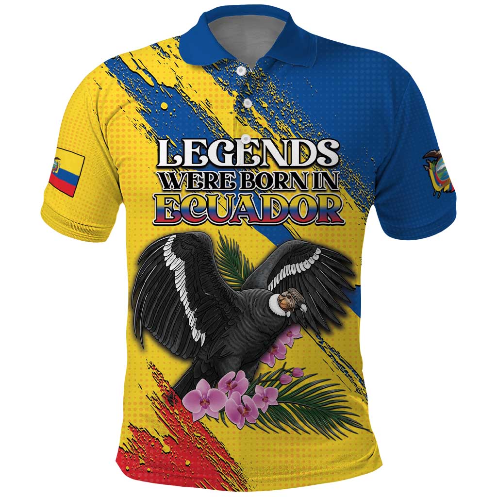 Personalized Ecuador Polo Shirt Andean Condor With Phalaenopsis Orchid - Wonder Print Shop