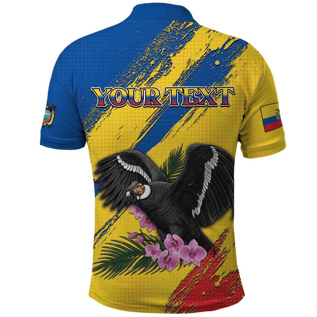 Personalized Ecuador Polo Shirt Andean Condor With Phalaenopsis Orchid - Wonder Print Shop