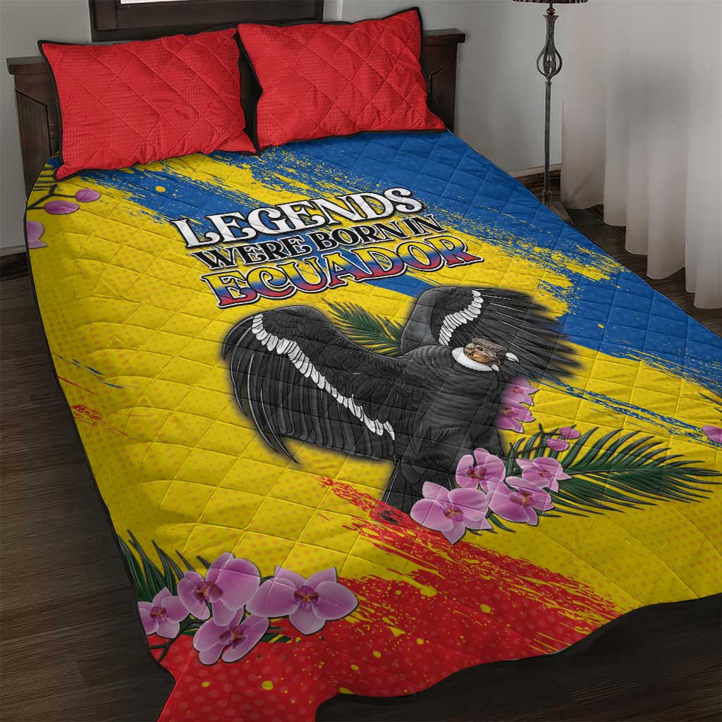 Ecuador Quilt Bed Set Andean Condor With Phalaenopsis Orchid - Wonder Print Shop