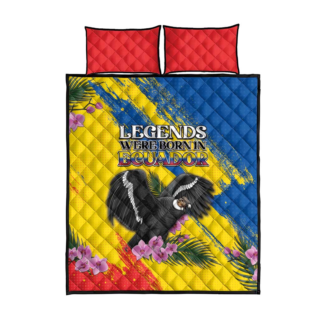 Ecuador Quilt Bed Set Andean Condor With Phalaenopsis Orchid - Wonder Print Shop