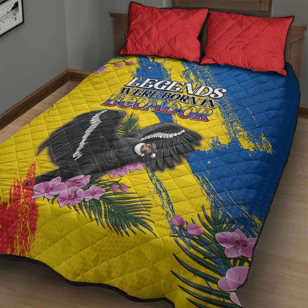 Ecuador Quilt Bed Set Andean Condor With Phalaenopsis Orchid - Wonder Print Shop