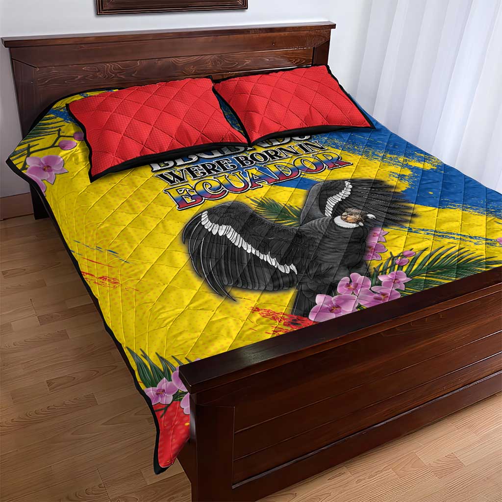 Ecuador Quilt Bed Set Andean Condor With Phalaenopsis Orchid - Wonder Print Shop