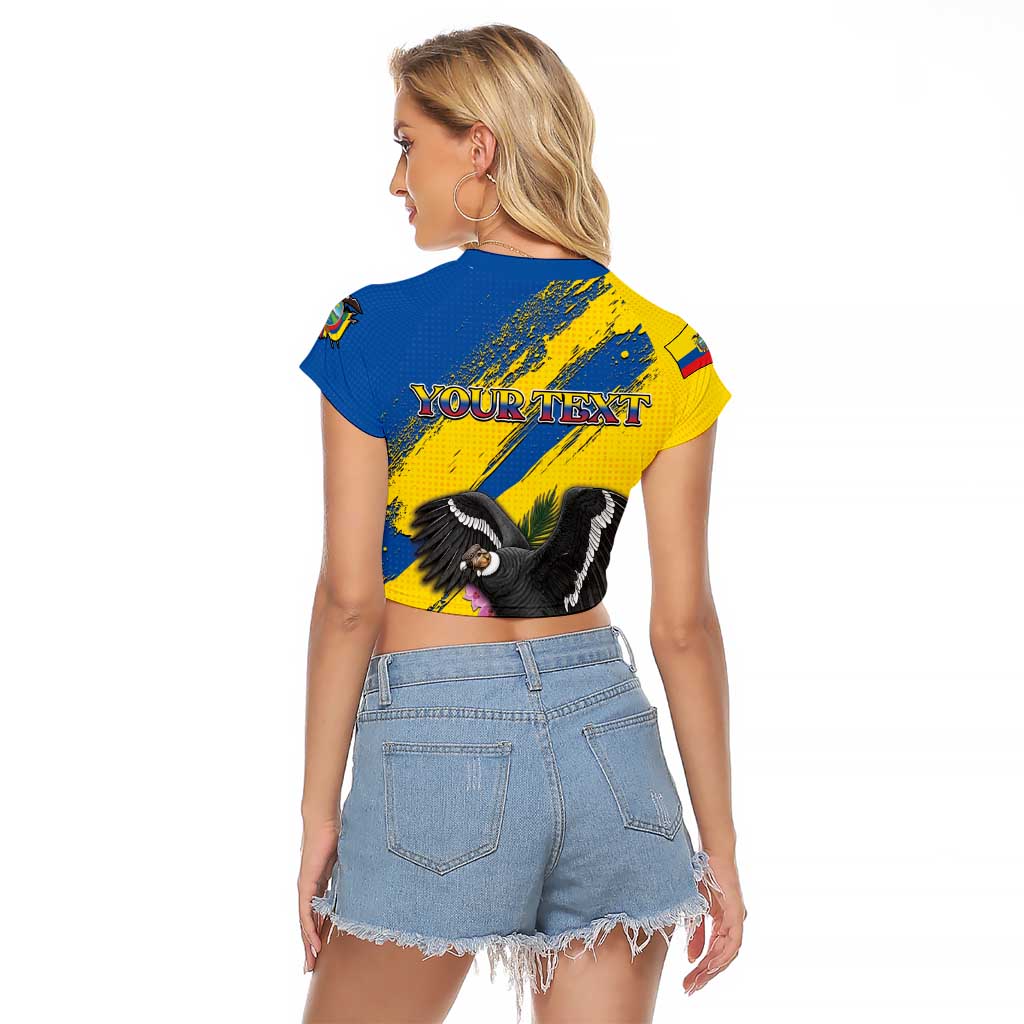 Personalized Ecuador Raglan Cropped T Shirt Andean Condor With Phalaenopsis Orchid - Wonder Print Shop