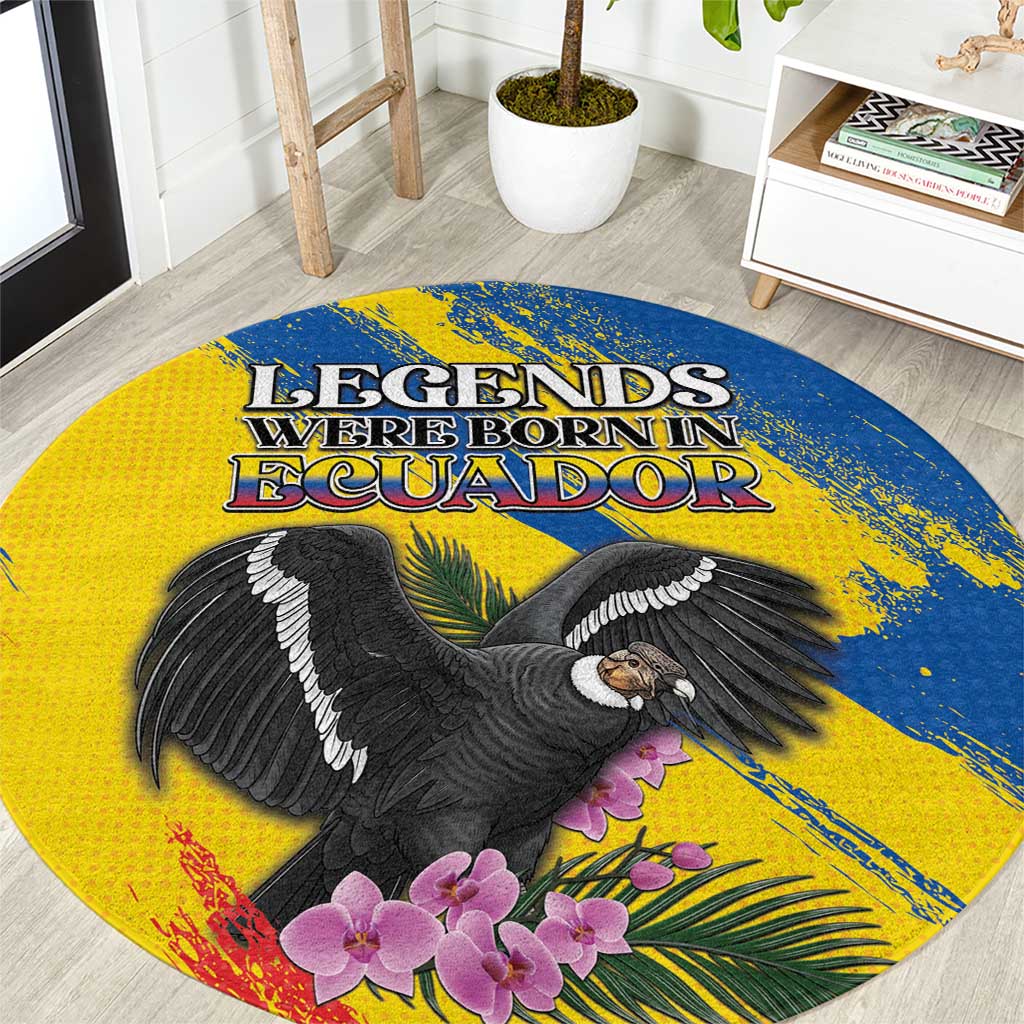 Ecuador Round Carpet Andean Condor With Phalaenopsis Orchid - Wonder Print Shop