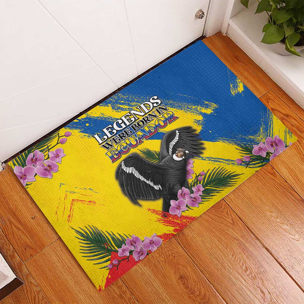 Ecuador Rubber Doormat Andean Condor With Phalaenopsis Orchid - Wonder Print Shop
